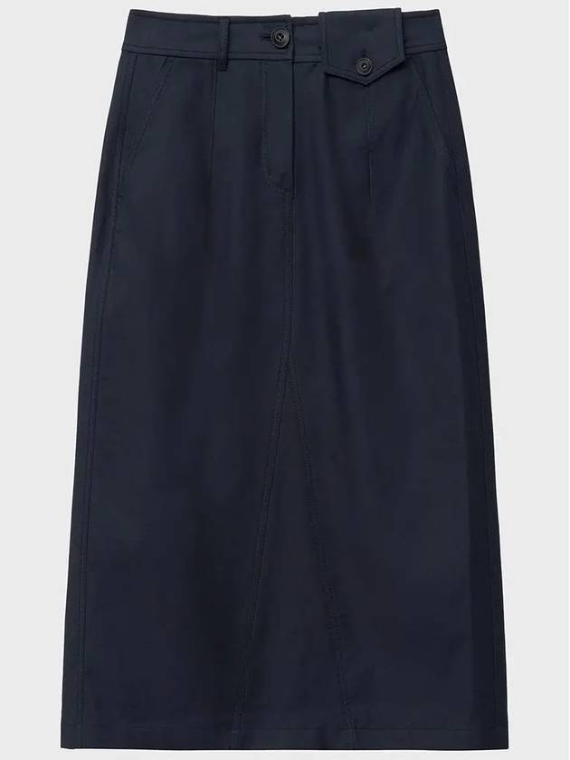 Heavy Chino Midi A Line Skirt Navy - NOIRER FOR WOMEN - BALAAN 4