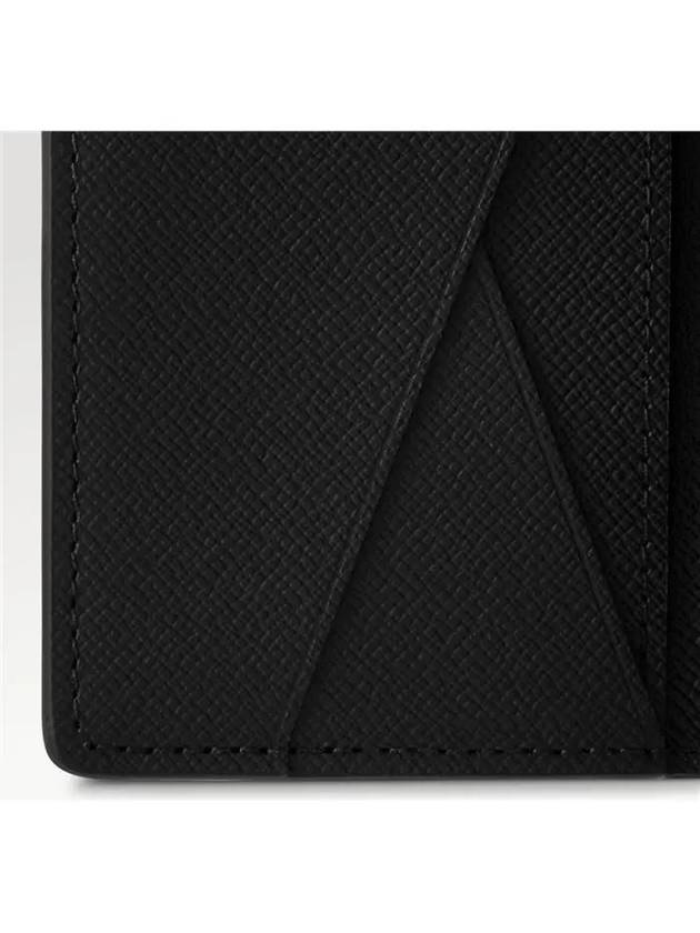 Pocket Organizer Taiga Leather Card Wallet Black - LOUIS VUITTON - BALAAN 5