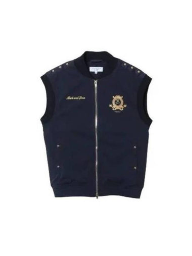 Men's Prince Stud Zip Vest Navy - MARK & LONA - BALAAN 1