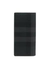 Logo Checked Leather Long Wallet Charcoal - BURBERRY - BALAAN 2