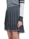 Full Needle Stitch Merino Wool Tipping Pleated Skirt Grey - THOM BROWNE - BALAAN 4