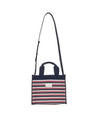 Logo Patch Striped Jacquard Tote Bag Navy - MARNI - BALAAN 1