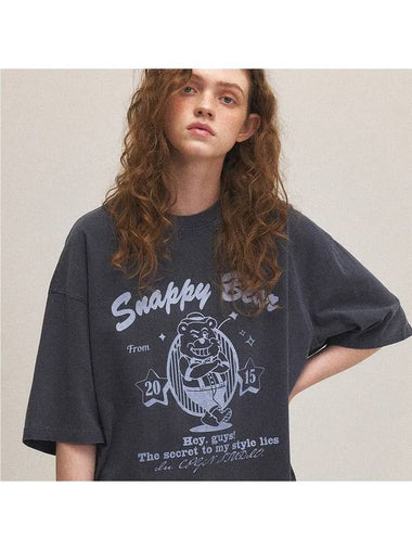 Snappy Bear Pigment Short Sleeve T-Shirt Dark Blue - CPGN STUDIO - BALAAN 1