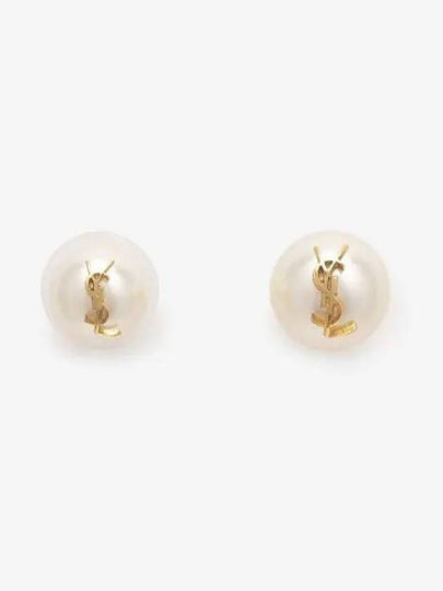 Cassandre Pearl Earrings in Metal Gold And Cream - SAINT LAURENT - BALAAN 2