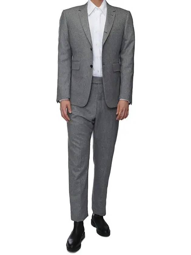 Men's Back Strap Boil Wool Straight Pants Grey - THOM BROWNE - BALAAN 7