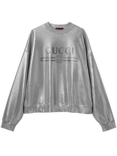 Printed Cotton Jersey Sweatshirt Silver - GUCCI - BALAAN 2