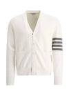 Milano Stitch 4 Bar Cardigan White - THOM BROWNE - BALAAN 2