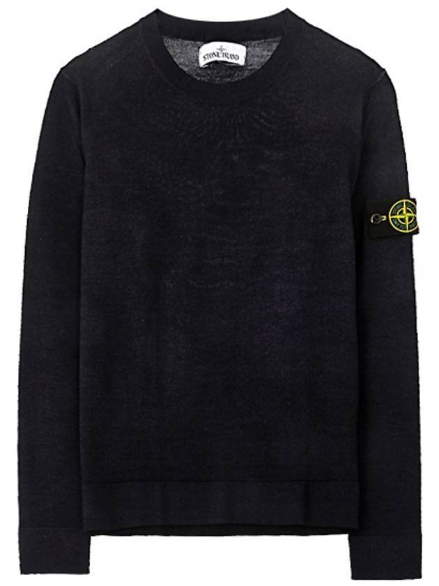 Wappen Patch Round Wool Knit Top Navy - STONE ISLAND - BALAAN 1