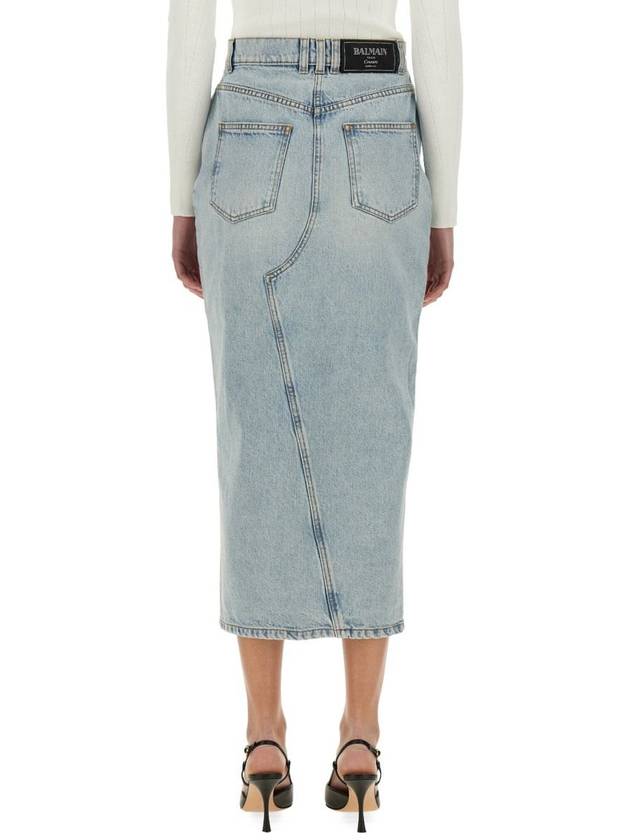 Balmain Denim Midi Skirt - BALMAIN - BALAAN 3