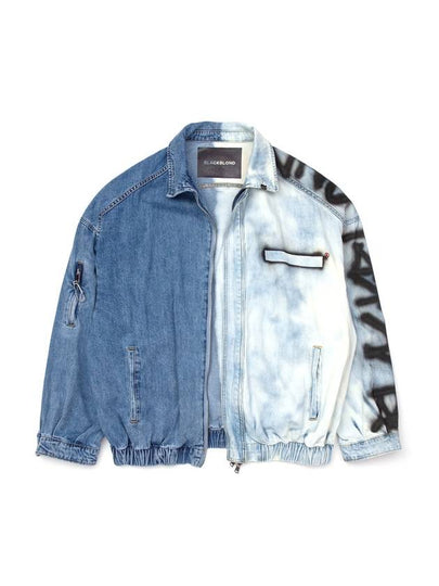 BBD Division Empty Logo Zip Up Denim Jacket Blue - BLACKBLOND - BALAAN 2