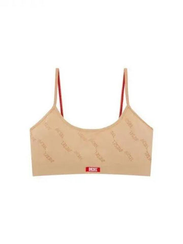 Women's Logo Pattern Stretch Bra Beige 271062 - DIESEL - BALAAN 1