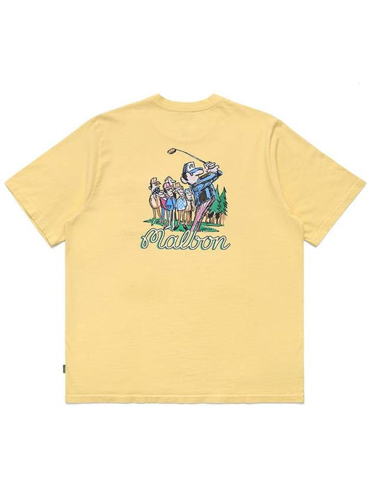 Magnolia Collection Pocket Round T Shirt LEMON YELLOW MAN - MALBON GOLF - BALAAN 1