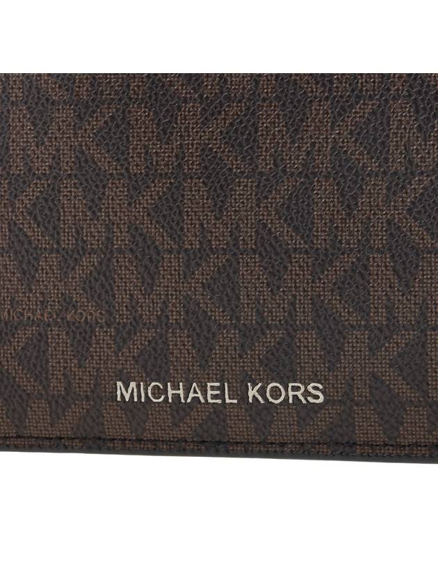 Hudson Logo 2-in-1 Canvas Card Wallet Black Brown - MICHAEL KORS - BALAAN 8