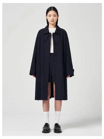 Wool blend clean long coat navy domestic product GM0024021532602 - JUUN.J - BALAAN 1