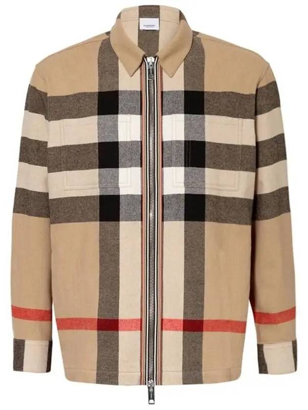 ExaGGerated Check Wool Cotton Overshirt Jacket Archive Beige - BURBERRY - BALAAN 2