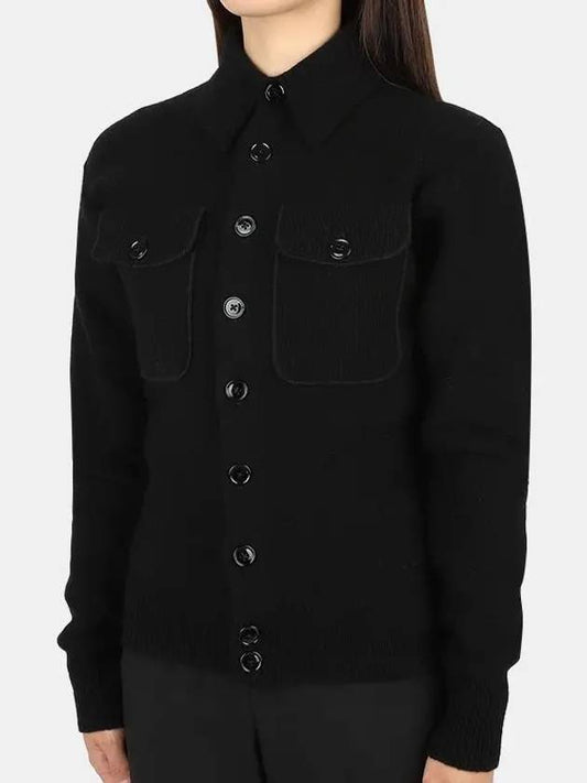 Women's Soft Shetland Fit Collar Cardigan Black - LEMAIRE - BALAAN 1