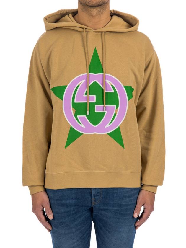 Interlocking G Star Hoodie Beige - GUCCI - BALAAN 2