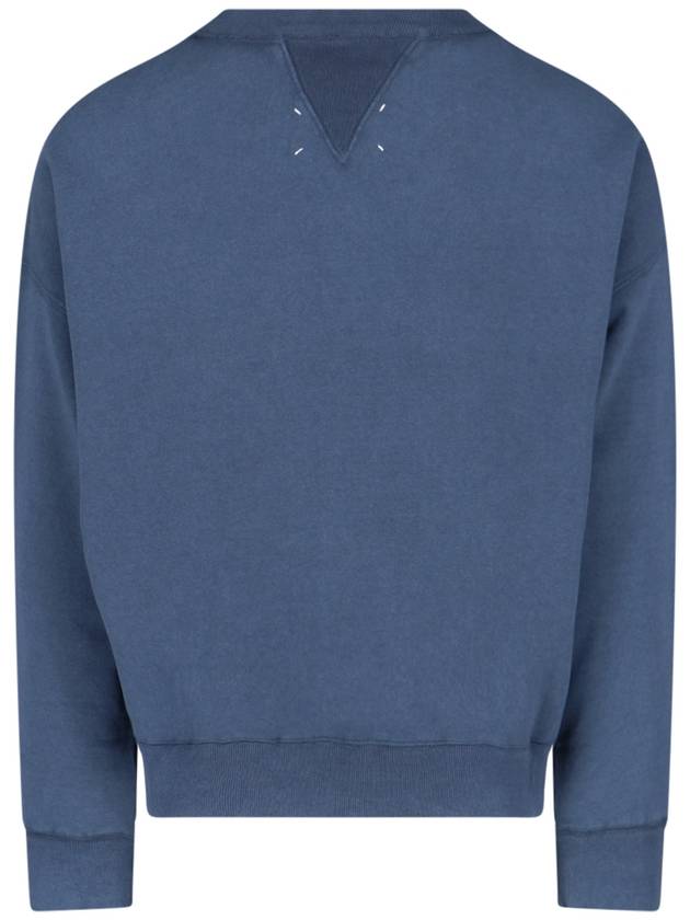 Reverse Logo Crew Neck Cotton Sweatshirt Blue - MAISON MARGIELA - BALAAN 3