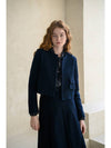 Caisienne Jacquard Setup Crop Jacket_Navy Blue - CAHIERS - BALAAN 8