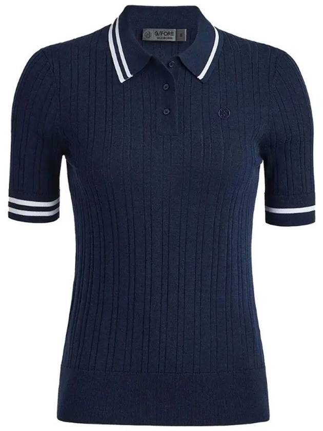 Women's Rib Cotton Short Sleeve Polo Shirt Navy - G/FORE - BALAAN 2