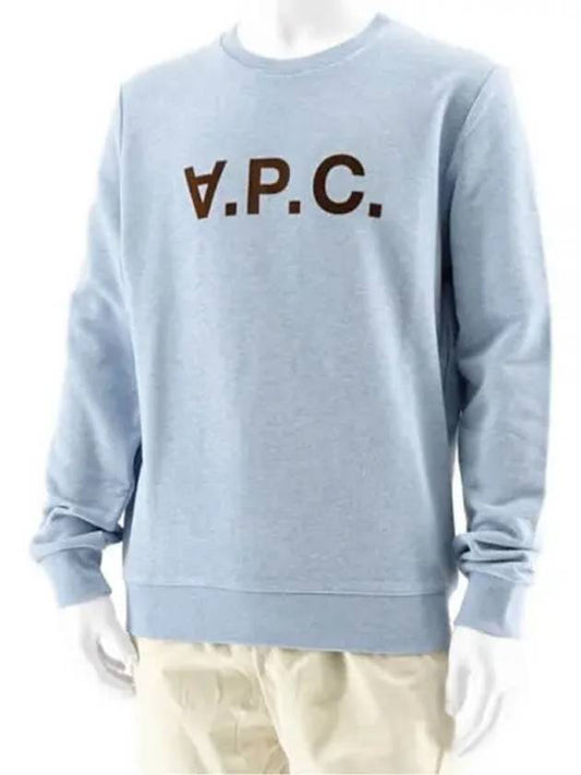 Logo Crewneck Cotton Sweatshirt Light Blue - A.P.C. - BALAAN 2