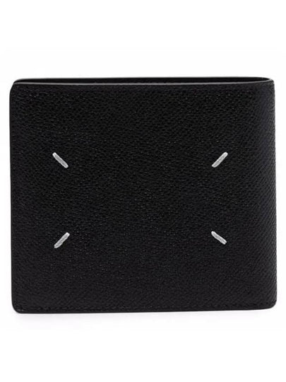 Stitched Bifold Leather Half Wallet Black - MAISON MARGIELA - BALAAN 2