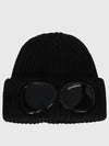 Extra Fine Merino Wool Goggle Beanie Black - CP COMPANY - BALAAN 1