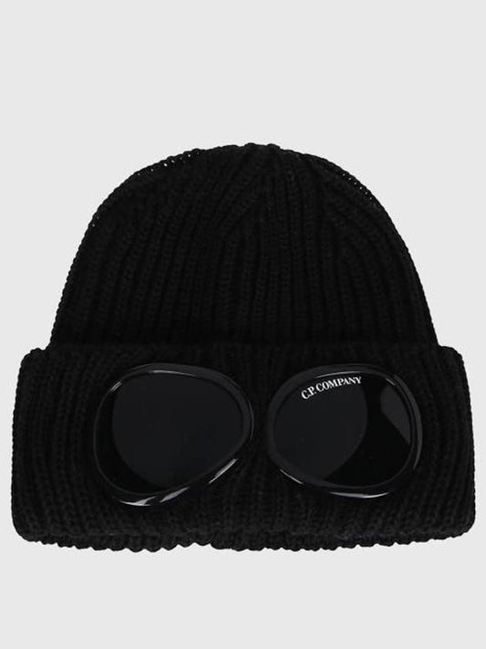 Extra Fine Merino Wool Goggle Beanie Black - CP COMPANY - BALAAN 1