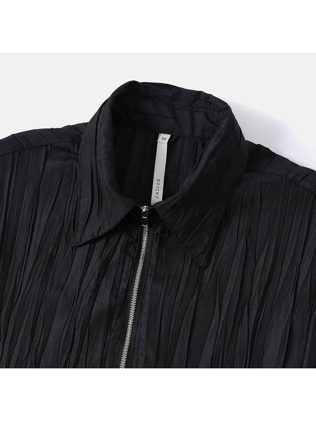 Crinkle Zip-Up Long Sleeve Shirt Black - NOIRER - BALAAN 5