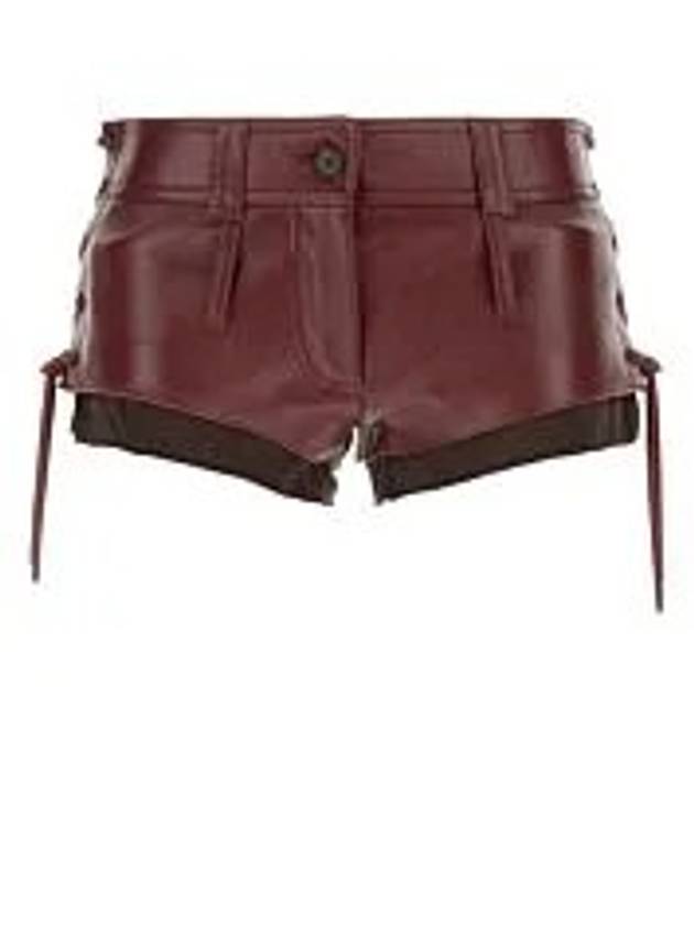 Women's Nappa Leather Shorts Amaranth Red - MIU MIU - BALAAN.