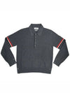 Striped Virgin Wool Long Sleeve Polo Shirt Grey - THOM BROWNE - BALAAN 2