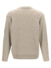 Lambswool GRS Crew Neck Knit Top Off White Melange - CP COMPANY - BALAAN 3