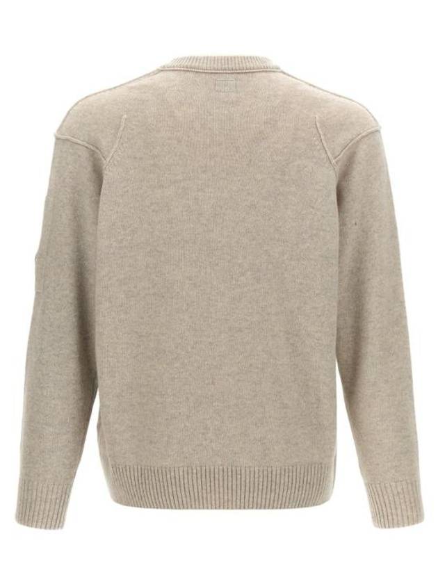 Lambswool GRS Crew Neck Knit Top Off White Melange - CP COMPANY - BALAAN 3