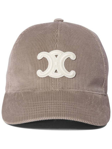 Triomphe Patch Corduroy Ball Cap Gris Claire - CELINE - BALAAN 1