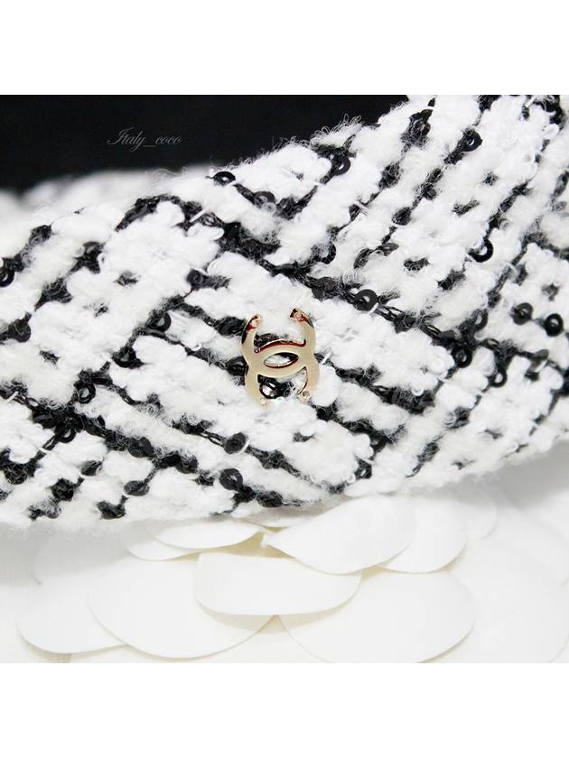 Cotton Tweed White Black Hairband AA9458 B14121 NR519 - CHANEL - BALAAN 7