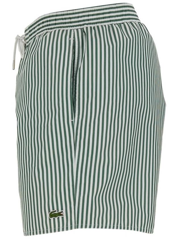 Stripe Drawstring Swim Shorts White Green - LACOSTE - BALAAN 5