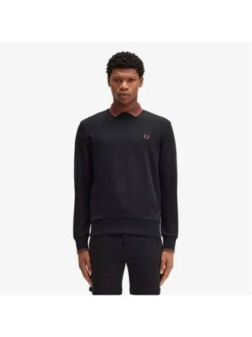 Fred Perry Baseline Crew Neck Sweatshirt Black AFPM2437535 X56 - FRED PERRY - BALAAN 1