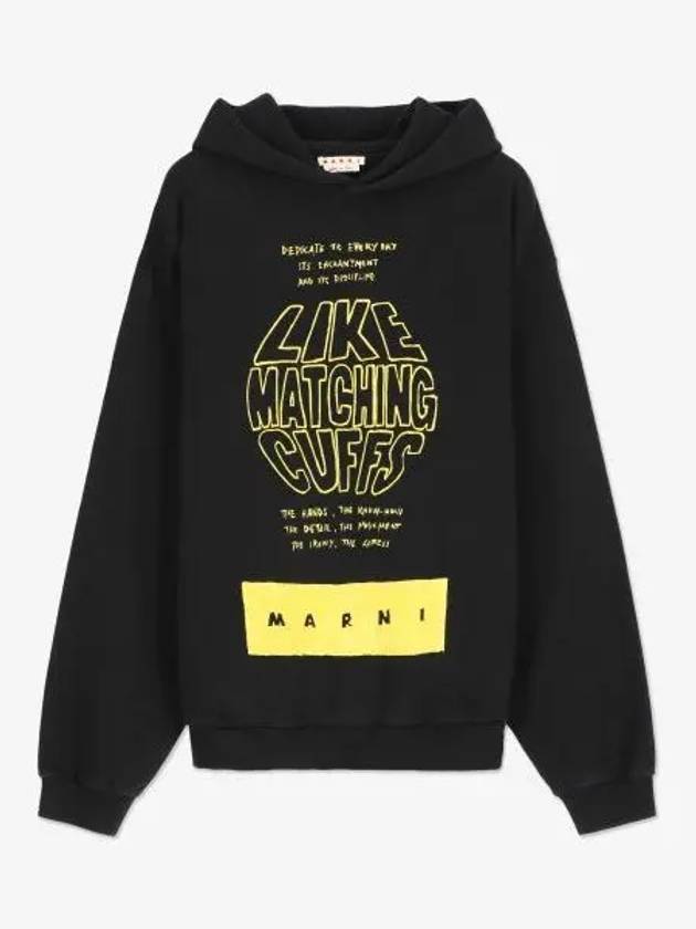 Slogan Print Hoodie Black - MARNI - BALAAN 2