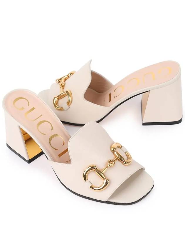 Women's Horsebit Slide Sandals White - GUCCI - BALAAN 4