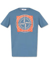 Compass Logo Printing Short Sleeve T-Shirt Blue - STONE ISLAND - BALAAN 1