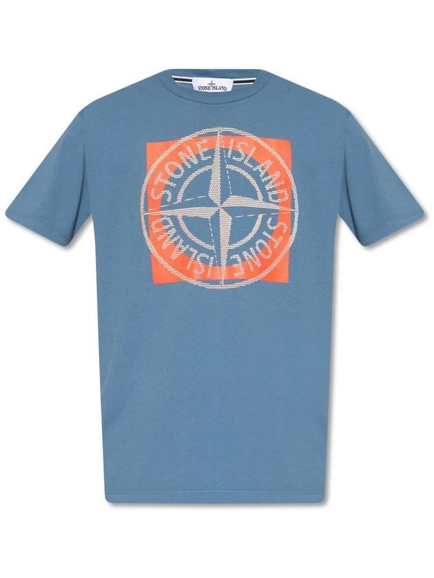 Compass Logo Printing Short Sleeve T-Shirt Blue - STONE ISLAND - BALAAN 1