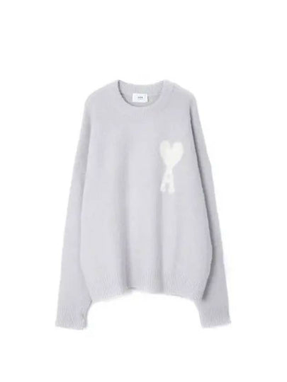 Intarsia Heart Logo Knit Top Earl Grey Ivory - AMI - BALAAN 2