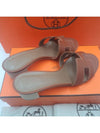 Oasis Calfskin Slipper Heels Gold Piqures Ecrues - HERMES - BALAAN 4