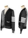 Milano Stitch V Neck Cardigan Tonal Grey - THOM BROWNE - BALAAN 3