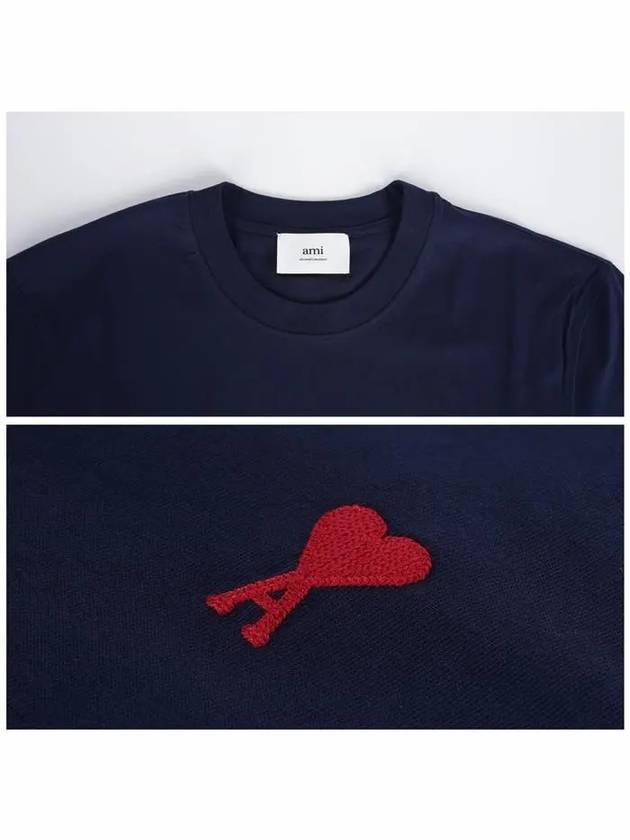 Small Heart Logo Short Sleeve T-Shirt Navy - AMI - BALAAN 6