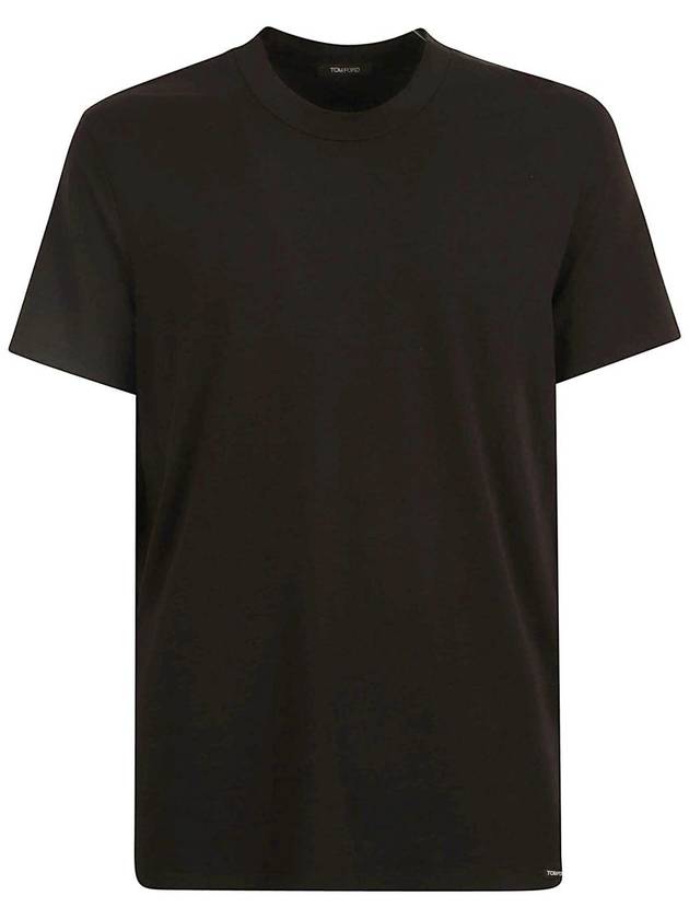 Cotton Modal Crew Neck Short Sleeve T-Shirt Black - TOM FORD - BALAAN 2