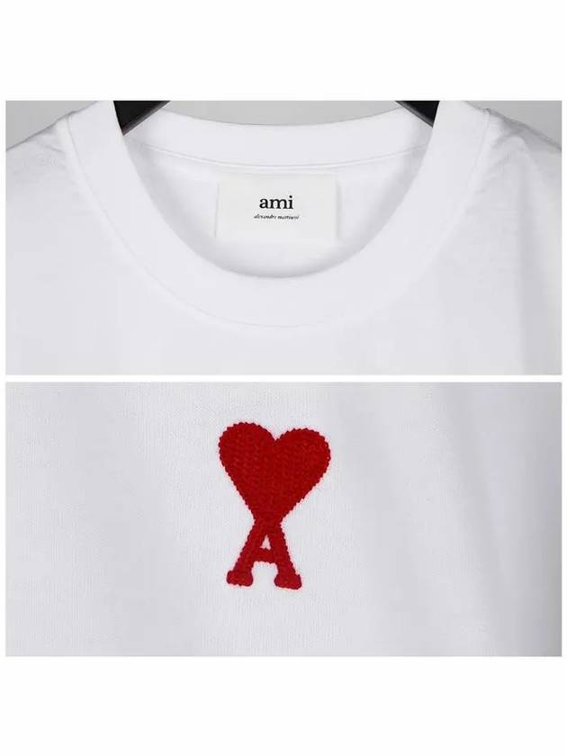 Small Heart Logo Short Sleeve T-Shirt White - AMI - BALAAN 6