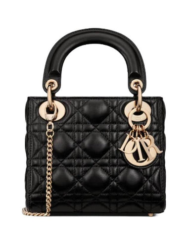 Lady Cannage Small Lambskin Tote Bag Black - DIOR - BALAAN 1