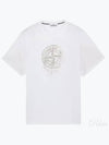 Men's Logo Print Crew Neck Short Sleeve T-Shirt White - STONE ISLAND - BALAAN 2