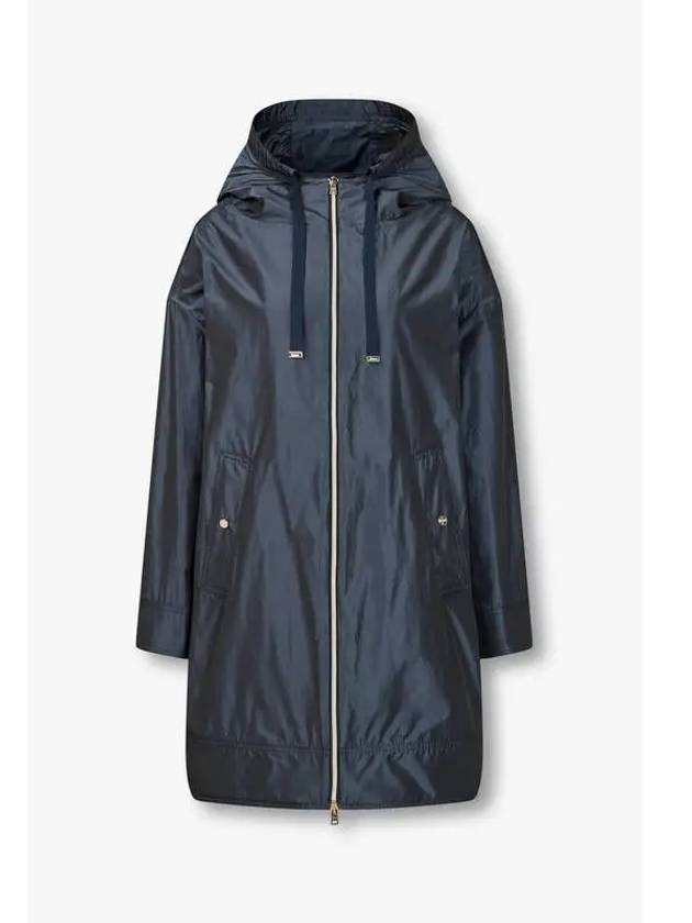 Women s Glossy String Hooded Zip Up Coat Dark Navy - HERNO - BALAAN 1